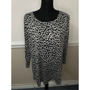 Kim Rogers Leopard Print 3/4 Sleeve Blouse Size Large